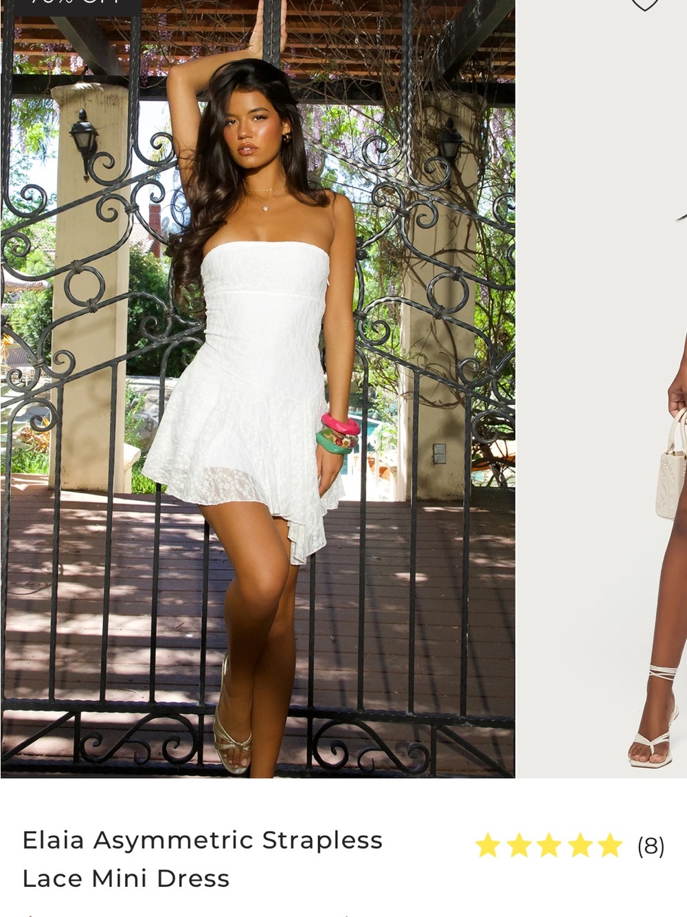 Brand New Edikted White Asymmetric Strapless Lace Mini Dress